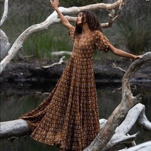 Daughters of India Chaaya Maxi Dress ~ Chai